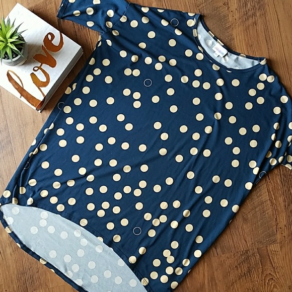 LuLaRoe Tops - 💕 Lularoe XS Blue and Yellow Polka Dot Top 💕
